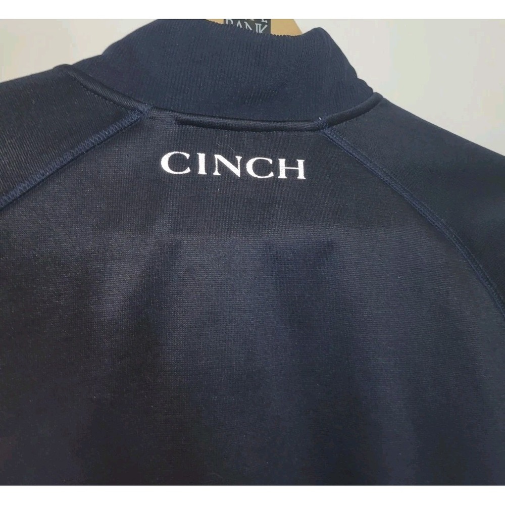 Cinch Pullover Sweatshirt Mens L Navy Blue 1/4 Zip Mock Neck Long Sleeve Logo - Picture 8 of 8